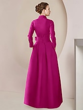 preiswerte Overalls für Mütter-Zweiteiliges Jumpsuit Mutter der Braut formelle Hochzeitsgast elegantes Partykleid mit Kragen bodenlang Taffeta langarm mit Schleife(n) einfarbig 2025 kostenlose Maßanfertigung