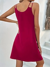 preiswerte Einfaches Kleid-Damen Mini Kleid T-Shirt Kleid Tee Kleid Shift Kleid Slip Kleid Lässig Urlaub Lässig Täglich Reguläre Passform Grafik Ärmellos V-Ausschnitt Schwarz Rosa Staubiges Rosa Helllila Sommer