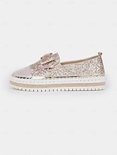 billige Brud-glitrende rhinestone loafers for kvinner – glitrende slip-on leiligheter med sløyfedesign for bryllup, fester og spesielle anledninger