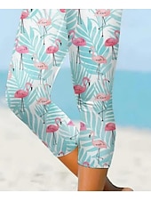 ieftine imprimare florală-Pantaloni legging Capri pentru femei elasticitate ridicată modă streetwear lungime completă talie înaltă imprimare florală termic călduros respirabil moale pentru exterior zilnic verde vară primăvară