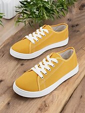 cheap Women&#039;s Sneakers-Canvas Lace-Up Sneakers for Women – Classic and Comfortable Sneakers for Everyday Wear, Perfect for Casual Outings and Weekend Adventures
