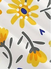 billige Blomster t-skjorte-Dame T skjorte Sommertopper Blomstret Grafisk Klassisk Fritid Kortermet Crew-hals Crop Tops Daglig Helg Trykt mønster Regnbue Sommer Vår Høst
