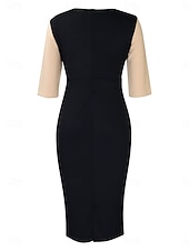 economico Vestiti aderenti-Per donna Vestito longuette Abito casual Aderente Elegante Moda Informale Da mare Giornaliero Standard Color Block Manica a 3/4 Girocollo Nero Bianco Rosso Blu reale Estate
