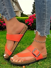 preiswerte Lässige Sandalen-Flip-Flops mit Kreuzriemen und großer Schnalle, bequeme und stylische Sandalen für Damen, perfekt für den Sommer, den Strand und Freizeitausflüge