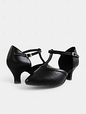 abordables Chaussures de danses latines-talons de danse noirs à bride en T pour femmes – parfaits pour les événements de danse latine et de salon.
