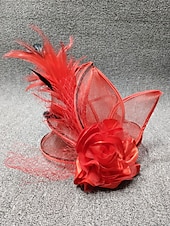 cheap Fascinators-Fascinators Feathers Net Veil Hat Wedding Horse Race With Feather Cap Headpiece Headwear