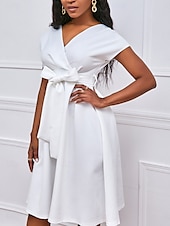 levne Kentucky šaty-Kentucky Derby Dámské Midi šaty Áčkové šaty Letní šaty Fit A Flare šaty Semiformální šaty Kentucky Derby Svatební host Koktejlový večírek Běžný Grafika Krátký rukáv Do V Černá Bílá Žlutá Rubínov