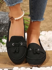 halpa Naisten mokkasiinit ja loaferit-naisten rennot siniset mokasiiniloaferit – pehmeät mokkanahkaiset slip-on -tassut tupsurusetilla, mukavat ajokengät jokapäiväiseen käyttöön