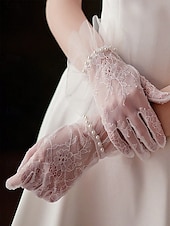 abordables Gants de Mariage-Dentelle Longueur Poignet Gant Elégant / Style classique Avec Couleur Pure Gants de Mariage / Fête