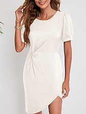 abordables Robe Simple-Robe Mini Femme Robe Portefeuille Robe T-Shirt Robe Tee Robe Unie Robe Bodycon Décontractée Vacances Travail Ville Ajustement Régulier Graphique Manches Courtes Col Rond Noir Blanc Vin Vert Été