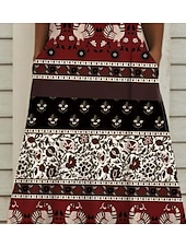 tanie Sukienki boho-Damskie Sukienka midi Zabytkowa sukienka Sukienka paisley Sukienka etniczna Sukienka letnia Bohema Urlop Codzienny Urlop Regularny Graficzny Geometryczny Zabytkowe Bez rękawów Półgolf Czerwony Lato