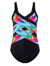 billige Onepiece badedrakter-Dame Badetøy Ett stykke Monokini Badedrakt Åpen rygg Midjekontroll Høy Midje Tynn Ferie Strand Klær Nyanse Leopard V-hals Ermeløs Badedrakter