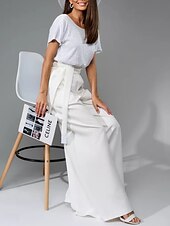 abordables Moins de 129,99 $-Pantalon mère de la mariée Robe élégante décontractée col rond longueur sol polyester manches courtes avec ceinture  ruban 2025