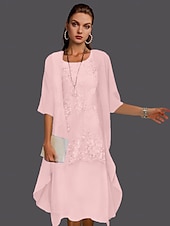 abordables Avec veste-Robe de mère de la mariée à deux pièces pour mariage à la plage invitée de mariage élégant col en V longueur thé chiffon dentelle sans manches vestes avec appliqués 2025 taille personnalisée gratuite