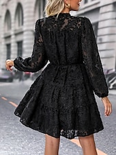 preiswerte Unter 129,99 $-Kleid Brautmutter Kleid Elegantes Lässiges hochgeschlossenes knielanges Polyester mit langen Ärmeln und Knöpfen