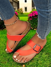 preiswerte Lässige Sandalen-Flip-Flops mit Kreuzriemen und großer Schnalle, bequeme und stylische Sandalen für Damen, perfekt für den Sommer, den Strand und Freizeitausflüge