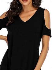 ieftine Rochie simplă-Rochie mini pentru femei Rochie înfășurată Rochie tip T-shirt Rochie tip Tee Rochie de culoare solidă Rochie tip shift Rochie Off The Shoulder Casual Vacanță Casual Zilnică Ajustare regulată Grafic