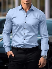 halpa Viralliset puvut-Miesten rento paita kotiinpaluun vakiosovitus pitkät hihat kauluskäänteet yksivärinen polyesteri musta valkoinen vaaleanpunainen 2025