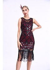 cheap Dresses-Retro Vintage Roaring 20s 1920s Flapper Dress Dress Christmas Party Dress The Great Gatsby Sequins Tassel Fringe Heart Women&#039;s Carnival Masquerade Wedding Wedding Guest Event / Party Adults&#039; Dress