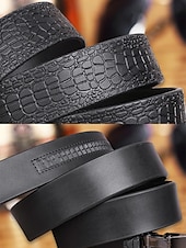 cheap Men&#039;s Belts-Men&#039;s Genuine Leather Crocodile Pattern Belt – Automatic Buckle, Luxury Business &amp; Casual Dress Belt, Adjustable for Work, Weddings &amp; Formal Events