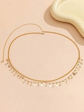 cheap Women&#039;s Belt-Gold Star Belly Chain with Crystal Detailing – Adjustable Waist Jewelry for Women, Boho Chic Style, Perfect for Beachwear, Festivals and Parties