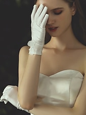 baratos Luvas de Casamento-Renda Até o Pulso Luva Elegante / Estilo Clássico Com Cor Pura Luvas de Festa / Casamento