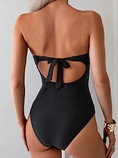 preiswerte Einteilige Badeanzüge-Damen Badeanzug Ein Stück Monokini Bademode Rückenfrei Bauchkontrolle Hohe Taillenlinie Urlaub Strandbekleidung Feste Farbe U-Ausschnitt Ärmellos Badeanzüge