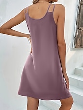 preiswerte Einfaches Kleid-Damen Mini Kleid T-Shirt Kleid Tee Kleid Shift Kleid Slip Kleid Lässig Urlaub Lässig Täglich Reguläre Passform Grafik Ärmellos V-Ausschnitt Schwarz Rosa Staubiges Rosa Helllila Sommer