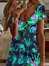 olcso Művészet és Design Ruha-Női Mini ruha hétköznapi ruha Elegáns Tropikus Hawaii Napi Normál Virágos Rövid ujjú Terített nyak Lóhere Nyár