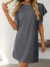 voordelige T-shirt-jurken-Dames Mini-jurk Casual jurk Mini-jurk A lijn jurk Basic Verjaardag Vakantie Werk Casual Ruim Passend Streep Katoenen stof Korte mouw Strakke ronde hals Blozend Roze Hemelsblauw Groen Khaki Zomer Lente