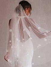 baratos Véus de Noiva-Uma Camada Contemprâneo / à moda Véus de Noiva Véu Cotovelo com Pétala Tule