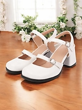 olcso Block Heels-női retro dupla pántos mary jane sarkú cipő – vaskos blokksarkú, kerek orrú pumpák vintage, cosplay és mindennapi viselethez