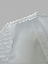 voordelige Dames eenvoudige tops-Dames Overhemd Blouse Effen Kleur Stijlvol Casual Lange mouw V-hals Normale tops Dagelijks Kant Lapwerk Wit Zomer Lente