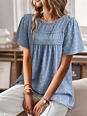 Dámské Košile Halenka Pevná barva stylové Na běžné nošení Krátký rukáv Tričkový Běžné topy Práce Denní Dovolená Šalvějová zeleň Černá Bílá Světlá růžová Rubínově červená Léto Jaro levne Hladké dámské topy-Dámské Košile Halenka Pevná barva stylové Na běžné nošení Krátký rukáv Tričkový Běžné topy Práce Denní Dovolená Šalvějová zeleň Černá Bílá Světlá růžová Rubínově červená Léto Jaro