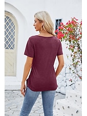 economico Magliette-Per donna Maglietta bohémien Liscio Boemia stile sveglio Moda Manica corta A farfalla Squadrata Top regolari Giornaliero Per uscire Fine settimana Tunica Nero Rosa Vino Blu Reale Viola Estate