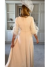 cheap Mom&#039;s Jumpsuits-Jumpsuit Formal Wedding Mother of the Bride Elegant Vintage Floor Length Stretch Chiffon Half Sleeve with Derby  Race Day Dress 2025