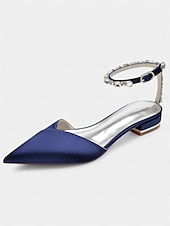 abordables Officiel-chaussures de mariage chic en satin noir avec bride à la cheville en cristal – bout pointu, talon bas, parfaites pour les mariages et les occasions élégantes
