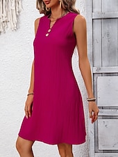 voordelige Overgooiers-Dames Mini-jurk Casual jurk Tank-jurk Basic Casual Vakantie Dagelijks Normale pasvorm Effen Mouwloos Gekerfde nek Marineblauw Fuchsia Groen Zomer