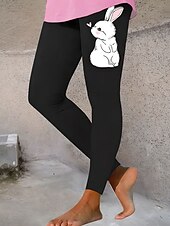 cheap Easter Bottoms-Women&#039;s Leggings Trousers Fashion Streetwear Full Length High WaistPantsEaster Animal Printing Thermal Warm Breathable Soft Micro-elastic Outdoor Daily Black Spring Fall Regular Fit