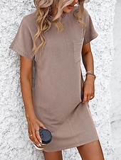 abordables Vestido blanco-día de San Valentín Mujer Normal Mini vestido Vestido de cambio Vestido informal Vestidos Boho Chic Bohemia Estilo lindo Elegante Casquillo Manga Murciélago Casual Hogar Vacaciones Moldeado al Cuerpo