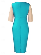economico Vestiti aderenti-Per donna Vestito longuette Abito casual Aderente Elegante Moda Informale Da mare Giornaliero Standard Color Block Manica a 3/4 Girocollo Nero Bianco Rosso Blu reale Estate