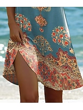 tanie Sukienki boho-Damskie Sukienka mini Zabytkowa sukienka Codzienne sukienki Sukienki w stylu boho Bohema Urlop Zabytkowe Urlop Codzienny Regularny Geometryczny W Tureckie Wzory Boho Paisley Damask Krótki rękaw
