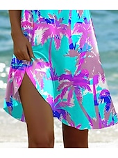 preiswerte Hawaiian-Kleider-Damen Minikleid Casual kleid Böhmen Urlaub Tropisch Kappe Urlaub Festtage Strand Regular Fit Farbverlauf Graphic Tropisch Kurzarm Rundhalsausschnitt Weiß Rosa Blau Purpur Sommer Frühling