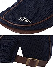preiswerte Herrenhüte-Stylische schwarze Newsboy-Kappe für Herren mit Lederbesatz, atmungsaktivem Stoff, verstellbare Passform – lässiger Vintage-Flachhut für den Alltag und Outdoor-Aktivitäten