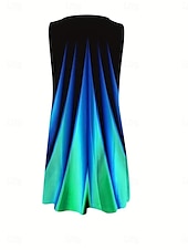 tanie Sukienki Art&amp;Design-Damskie Sukienka mini Codzienne sukienki Sukienka letnia Sukienka na szerokich ramiączkach Urlop Codzienny Urlop Codzienny Regularny Ombre Bez rękawów Półgolf Niebieski Lato