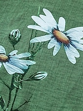 cheap Floral Tops-Women&#039;s Shirt Floral Casual Half Sleeve Crew Neck Regular Tops Work Daily Linen Like Buttons Print Green Spring Fall Winter