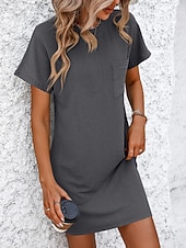 abordables Vestido blanco-día de San Valentín Mujer Normal Mini vestido Vestido de cambio Vestido informal Vestidos Boho Chic Bohemia Estilo lindo Elegante Casquillo Manga Murciélago Casual Hogar Vacaciones Moldeado al Cuerpo