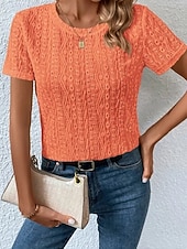 Жен. Блуза Ушко сверху Кружевные топы Полотняное плетение Повседневные Стиль Классический С короткими рукавами Вырез под горло Обычные топы Офис Повседневные Праздники С отверстиями Недорогие Белая футболка-Жен. Блуза Ушко сверху Кружевные топы Полотняное плетение Повседневные Стиль Классический С короткими рукавами Вырез под горло Обычные топы Офис Повседневные Праздники С отверстиями