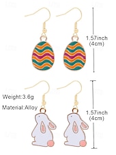 abordables Pendiente de mujer-Pendientes con forma de huevo de Pascua: diseño ondulado colorido, chapados en oro, perfectos para Pascua, moda primaveral y ocasiones festivas.