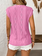 cheap Stripe&amp;Geometric tee-Women&#039;s T Shirt Plain Elegant Fashion Modern Sleeveless Crew Neck Regular Tops Daily Weekend White Pink Blue Green Summer Spring